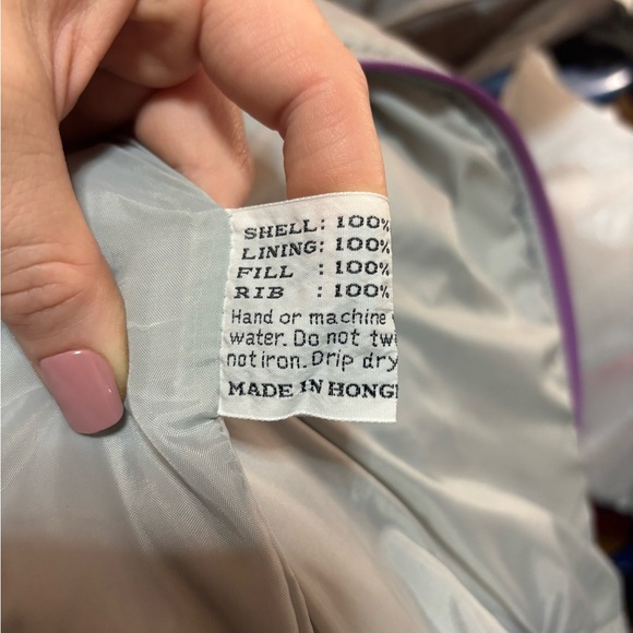 Women's Gray and Purple Puffer Jacket with Removable Sleeves - Picture 6 of 13